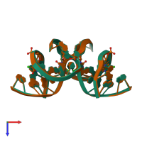 Hetero octameric assembly 1 of PDB entry 4gsg coloured by chemically distinct molecules, top view.