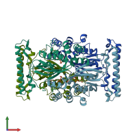 PDB entry 4gtl coloured by chain, front view.