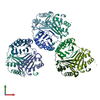 PDB entry 4gum coloured by chain, front view.