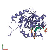 PDB entry 4gv6 coloured by chain, front view.