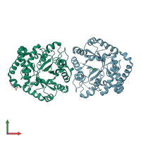 PDB entry 4gvh coloured by chain, front view.