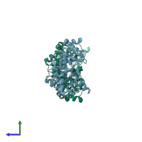 PDB entry 4gvh coloured by chain, side view.