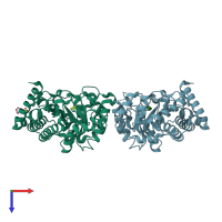 PDB entry 4gvh coloured by chain, top view.