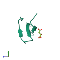 Monomeric assembly 1 of PDB entry 4gwt coloured by chemically distinct molecules, side view.