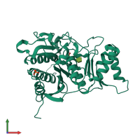 PDB entry 4gwx coloured by chain, front view.