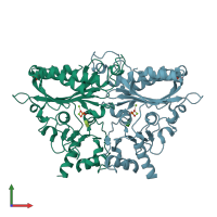 PDB entry 4gx3 coloured by chain, front view.