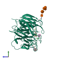 PDB entry 4gzo coloured by chain, side view.