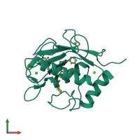 Monomeric assembly 1 of PDB entry 4h1q coloured by chemically distinct molecules, front view.