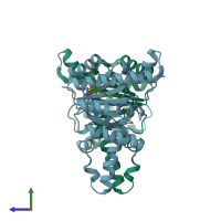 PDB entry 4h3a coloured by chain, side view.