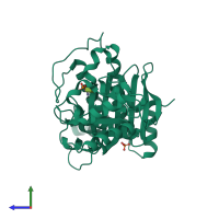 PDB entry 4h45 coloured by chain, side view.