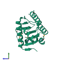 PDB entry 4h4a coloured by chain, side view.