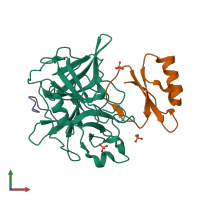 PDB entry 4h4f coloured by chain, front view.