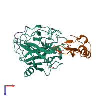 PDB entry 4h4f coloured by chain, top view.