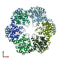 PDB entry 4h5m coloured by chain, front view.