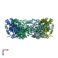 PDB entry 4h5m coloured by chain, top view.