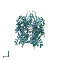 PDB entry 4h5n coloured by chain, side view.