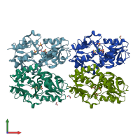 PDB entry 4h8j coloured by chain, front view.