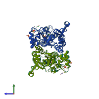 PDB entry 4h8j coloured by chain, side view.