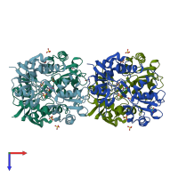 PDB entry 4h8j coloured by chain, top view.