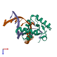 PDB entry 4hdu coloured by chain, top view.