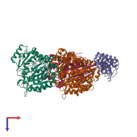 PDB entry 4hna coloured by chain, top view.