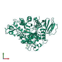 PDB entry 4hoz coloured by chain, front view.