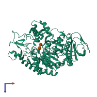 PDB entry 4hph coloured by chain, top view.