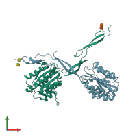 PDB entry 4hqn coloured by chain, front view.