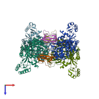 PDB entry 4hr7 coloured by chain, top view.