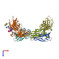 PDB entry 4hsa coloured by chain, top view.