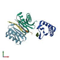 PDB entry 4ht6 coloured by chain, front view.