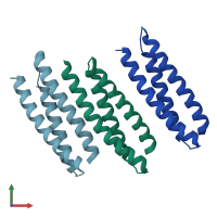 PDB entry 4hwd coloured by chain, front view.