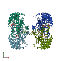 PDB entry 4hx5 coloured by chain, front view.