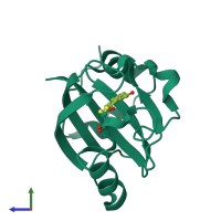 PDB entry 4hy8 coloured by chain, side view.