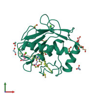 PDB entry 4i03 coloured by chain, front view.