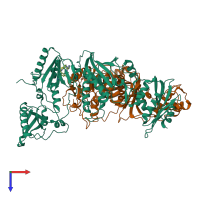 PDB entry 4i2q coloured by chain, top view.