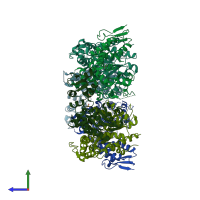 PDB entry 4i4l coloured by chain, side view.