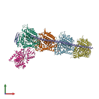 PDB entry 4i4t coloured by chain, front view.