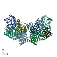 PDB entry 4i5d coloured by chain, front view.
