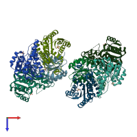 PDB entry 4i5d coloured by chain, top view.