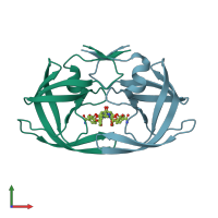 PDB entry 4i8z coloured by chain, front view.