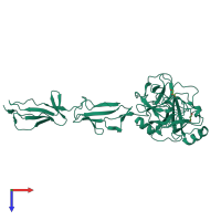 PDB entry 4igd coloured by chain, top view.