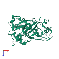 PDB entry 4igp coloured by chain, top view.