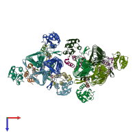 PDB entry 4ihg coloured by chain, top view.