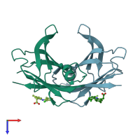 PDB entry 4ik6 coloured by chain, top view.