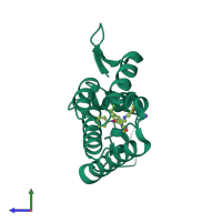 PDB entry 4inb coloured by chain, side view.