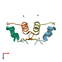 PDB entry 4ins coloured by chain, top view.