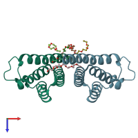 PDB entry 4ip9 coloured by chain, top view.
