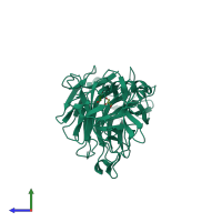 PDB entry 4iqp coloured by chain, side view.