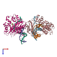 PDB entry 4ir9 coloured by chain, top view.